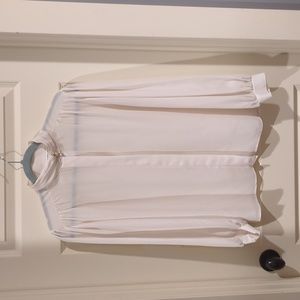 Laura Mae Flowy Vintage Cream High Neck Top